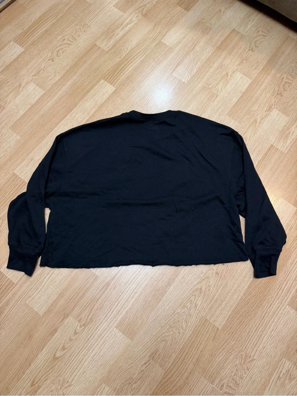 Justice Sport Girls XL 16/18 Black Cropped Logo Crewneck Sweatshirt Glitter